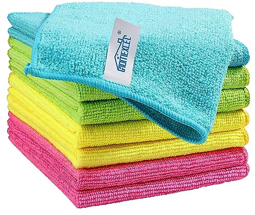 HOMEXCEL Microfibre Cloth,8 Pack Cleaning Rag,Microfibre Cleaning Cloths Towels with 4 Color Assorted,29 x 29 cm (Green/Blue/Yellow/Pink)