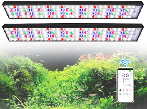 PopBloom 2X H75 WiFi led aquarium beleuchtung süßwasser pflanze mondlicht, vollspektrum led aquarium beleuchtung süßwasser lampe für 150-190 cm Becken