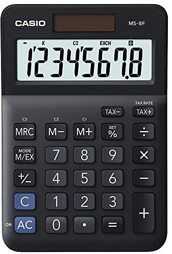 CASIO MS-8F Desk Calculator 8-Digit, Tax, Currency