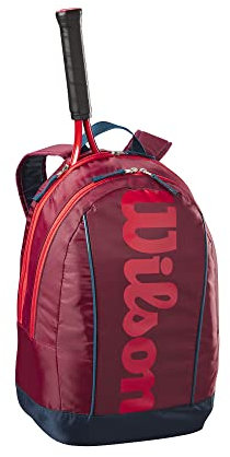 Wilson Tennis-Rucksack Junior, Bis zu 2 Tennisschläger, Für Kinder und Jugendliche, Rot / Infrarot