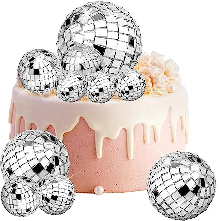 10pz Sfera Discoteca Torta, 5 Misure Decorazione Torta Discoteca Ball Cake Topper per Torta di Compleanno Festa a Tema Anni '70 Bomboniera Torta Disco Ball Decorazioni per Feste