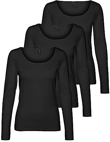 VERO MODA Damer Vmmaxi My Ls Soft Uneck Ga Noos långärmade tröjor, Svart (3 x svart), XL