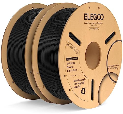 ELEGOO PLA+ Filament 1.75mm Schwarz 2KG, PLA Plus 3D Drucker , Härter und Stärker - Druckmaterialien, Maßgenauigkeit +/-0,02mm, Kompatibel mit Meisten FDM-(2KG/Spool, 4.4lbs)
