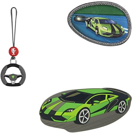 Step by Step Magic MAGS Race Car Chuck”, 3-teilig, 2 Magnet-Applikationen und 1 Anhänger, als Ergänzung für den Schulranzen oder Vorschulrucksack