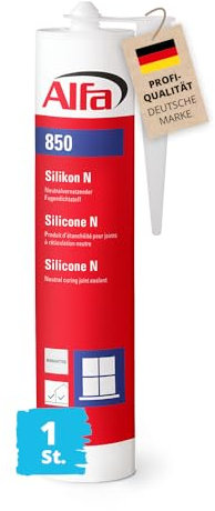 1x Alfa Silikon Manhattan Bausilikon zum Kleben und Abdichten Fugendichtstoff UV- und witterungsbeständiger Qualitäts-Dichtstoff