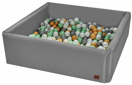 GoldenGroup Piscina de bolas para bebé, 150 x 150 cm, juguete sensorial, zona de juegos interior, piscina de pelotas cuadrada de espuma, piscina de bolas para niños