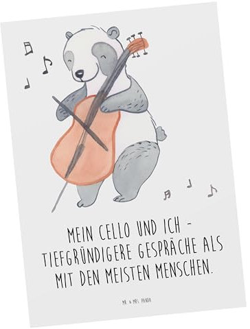 Mr. & Mrs. Panda Postkarte Violoncello Gespräche - Geschenk, Mein Cello und ich, Profimusiker, Freund, Profis, Notenblätter, Einladungskarte,