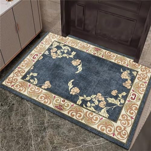 RUGMRZ Teppich Eingangsbereich 200x280CM Area Rug Kinder Blau Fusselfreier Design-Teppich für das Wohnzimmer, waschbarer mit BlumenmusterKlein