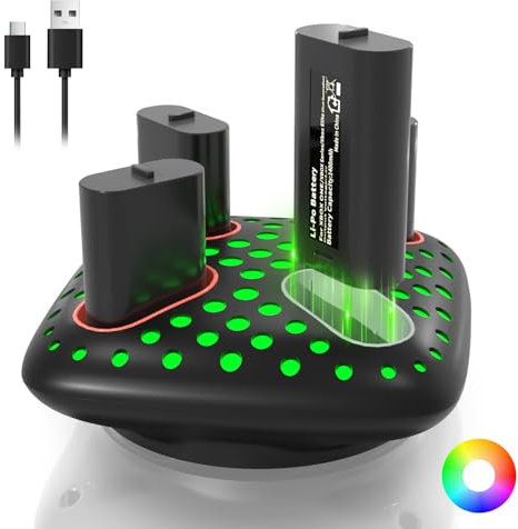 AceGamer 4x1400mAh Xbox Rechargeable Battery Packs for Xbox One/Series X|S Elite/Series Controller, Kit with RGB Charging Station & Type-C Cable