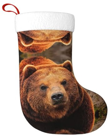 JEJEA Weihnachtsstrümpfe mit Grizzlybär-Aufdruck, Familie, 45,7 cm, Weihnachtsstrümpfe für Urlaub, Dekoration, Weihnachtsschmuck