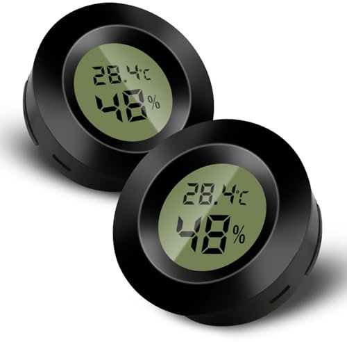 2PCS Mini Termometro Ambiente Interno Digitale, LCD Igrometro Digitale, Monitor di Temperatura e Umidità per casa, asilo nido, incubatrice per chitarra Rettili Serra per auto, Nero