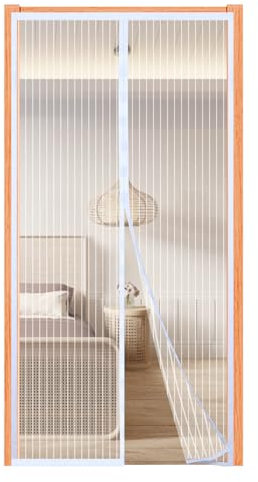 Fliegengitter Magnet Tür 90x240cm,Fliegenvorhang Balkontür Ohne Bohren, Insektenschutz Vorhang für Wohnzimmer und Terrassentür, Stärkere Magneten,Weiß