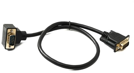 SYSTEM-S D Sub15 Kabel 50 cm HD VGA 15 Pin Stecker zu Stecker DB15 Winkel Up Angled Adapter
