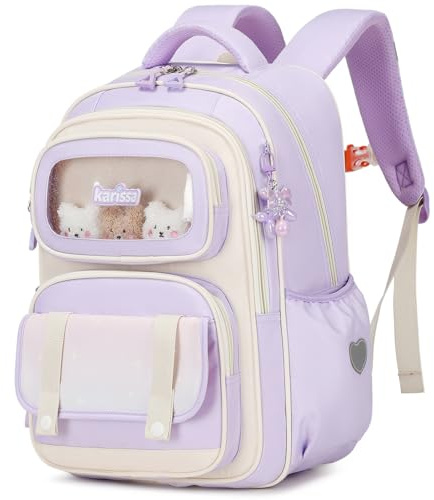 Tanou Schultasche Mädchen Rucksack Kinder Ergonomic Schulrucksack Kinderrucksack der 1. bis 5. Klasse Lässiger Ranzen Teenager für die Schule Reisen, 20 Liter, Lila