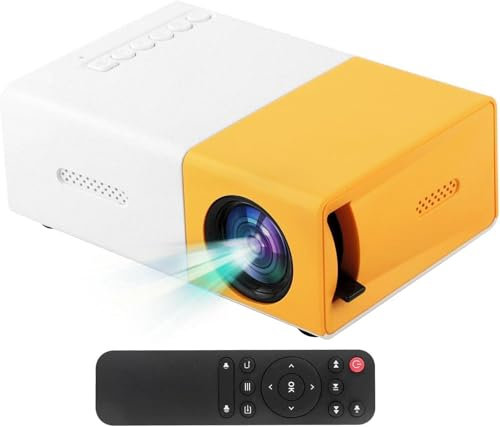 Mini proiettore portatile YG300 per home cinema, videoproiettore cinematografico LED 3D per Smart TV, film HD 4K 1080P, versione aggiornata YG300 600 lumen HDMI USB Audio (giallo)
