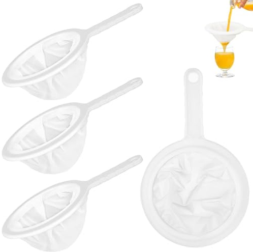 4 Stück Feines Sieb Küche, Haarsieb Küche, Kleines Sieb Fein für Saft Milch Sojamilch Kaffee