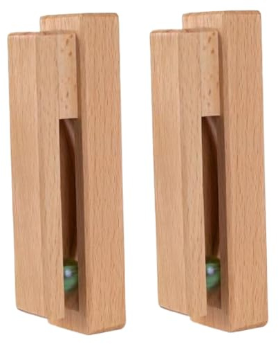 Wood Towel Hook 2PCS Towel Rack Wall-Mounted 5.1x1.8x3.2'' Beech Wood Hook Rack with Bead Grip Space-Saving Adhesive Hooks for Tea, Hand & Bath Towels