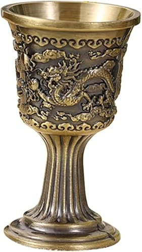 OUUOYSD Calice in Ottone, Calice, Bicchiere da Vino Decorativo in Metallo e Vetro, Bicchiere Decorativo, Calice Cinese, Calice da Cena, Bicchiere da liquore, Bicchiere da Vino Multifunzione