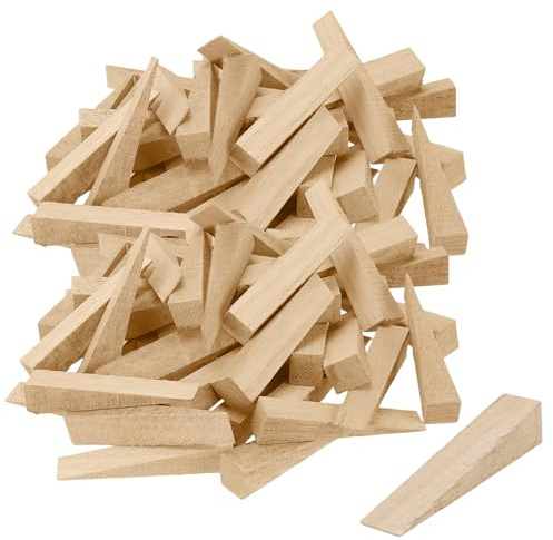 HONYUET Wooden Door Stop Wedges, 10 x 2 x 2 cm, Pack of 100, Triangle Wood Door Stoppers Shims for Outdoors, Furniture