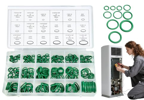 270 Stück Dichtungsringe Set, Klima Dichtungen, Gummidichtung Rund, Automotive AC e Kit, O Ringe Sortiment, Dichtring für Klimaanlage Auto Fahrzeug Reparatur