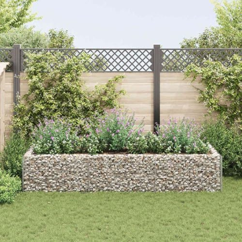 HaoChrymec Jardinière Surélevée with Acier Galvanisé, Design Gabion, Jardinière à Gabion, Panier à Pierre, Parterre Surélevé en Gabion, Jardin Extérieur, 270 x 90 x 50 cm