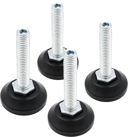 Design61 4 patas de ajuste de 30 mm de diámetro, M8 x 50 mm, tornillo de ajuste galvanizado con hexágono interior ajustable desde arriba, pies niveladores para muebles, banco de trabajo y máquinas