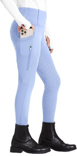 FitsT4 Sports Pantaloni da Equitazione per Bambine Leggings da Equitazione Rivestimento Completo in Silicone Pantaloni da Equitazione a Vita Alta