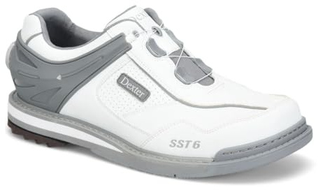 Dexter Mens SST 6 Hybrid BOA Wide Bowling Shoes Right Hand - White/Grey 10 1/2 | Right Hand Bowlers Only | On Shoe S8, H5, H2, UB | in Box S6 Sole and H7 Heel