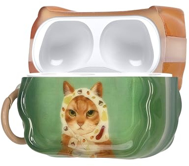 kwmobile Cover per Apple Airpods Pro 2 / Pro 1 Cover - Custodia per Airpods 2 e 1 Porta Auricolari con Moschettone - Trasparente con Gatto e Foulard