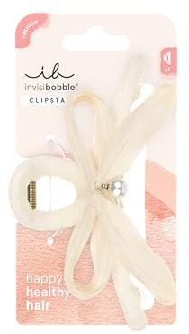 invisibobble Haarklammer Damen Schleife – Haarspange Groß Weiß mit Perle Balletcore trendy – Clipstar Ballet Core elegant – Hair Claw alle Haartypen feiner Haarschmuck Hochzeit Anlass Größe L