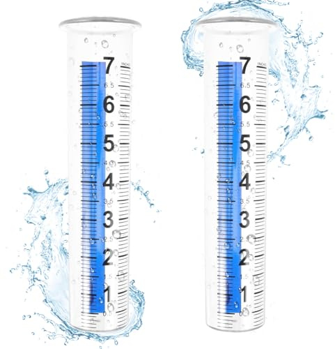 Muzrunq Pluviometro 8 capacità Indicatore di Acqua Trasparente per Pioggia con Grandi Numeri Scala Resistente alle Crepe per Esterni 2 Pezzi per Cortile, Giardino, Prato