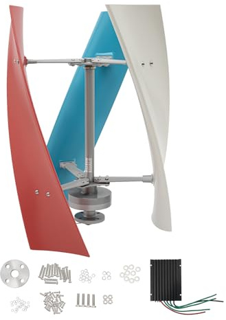 LKHDONG 12V/24V Windkraftanlage Vertikale Windturbine Wendel Windgenerator 3-Flügel Windkraftanlages mit Regler, Windturbinengenerator Windrad für Haus, Boot, Camping (12, Volt)