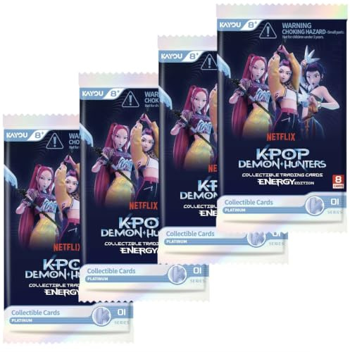 KPop Demon Hunters Series 01A | Booster Packs (4 paquets) | Cartes KPop Chasseurs de Démons Anglais Authentiques | 8 cartes par paquet | Authentifié Titan
