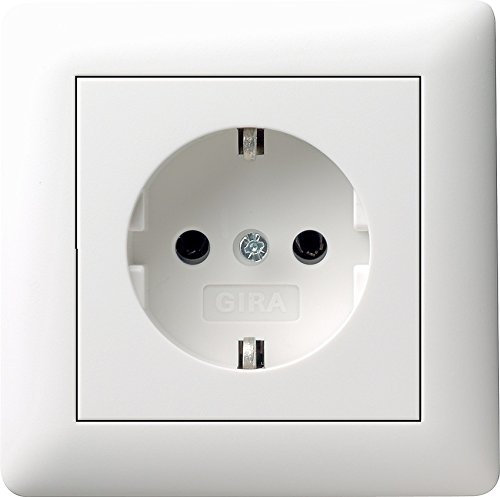 Komplett-Set Gira Standard 55 Rahmen, 1-fach - Reinweiß, glänzend mit Steckdose -GIRA- -weiß-