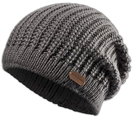 Black Crevice Herren Beanie Mütze, Oversized, Long Beanie, Strickmütze, BCR061002, grau