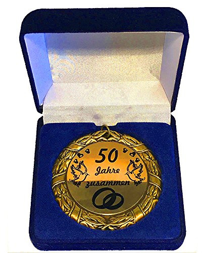 Larius Group Medaille Orden in Schachtel 50 Jahre zusammen BZW. Wunschtext Hochzeit Jubilar Namenstag Geschenk