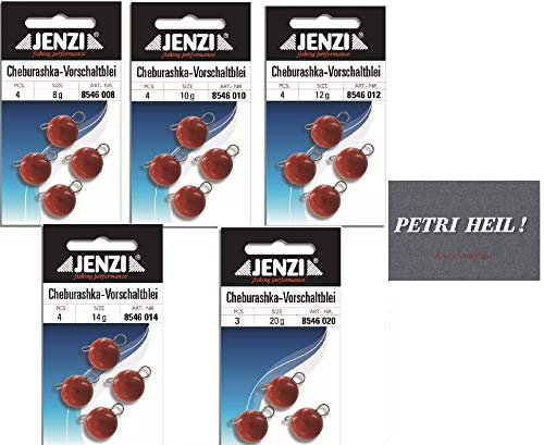 Cheburashka Set von Jenzi rot, 5 Packungen 8,10,12,14 und 20 Gramm+ gratis Petri Heil! Aufkleber
