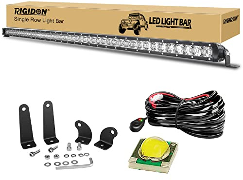 RIGIDON 50 Zoll 127cm 240W led lichtleiste mit 12V kabelbaum kit, lightbar | 6000K, wasserdichte, spot, offroad beleuchtung, arbeitsleuchte, zusatzscheinwerfer, für auto KFZ LKW 4x4 fahrzeuge traktor