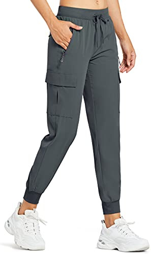 Comallan Pantalones Trekking Mujer Cargo Jogger Ligeros Secado Rápido Senderismo Impermeables Pantalón de Verano Jogging Exteriores al Aire Libre