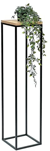 DanDiBo Blumenhocker Metall Holz Schwarz Eckig 100 cm Blumenständer Beistelltisch 96353 Blumensäule Modern Pflanzenständer Pflanzenhocker