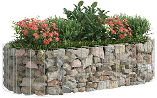 Homgoday Gabionen-Hochbeet Verzinktes Eisen 200x100x50 cm Rasen, Garten Model152040