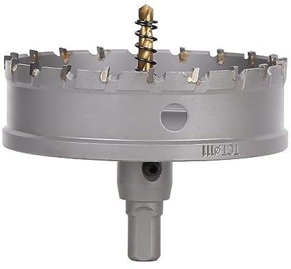 Vearter 111mm Scie Cloche en Métal, Carbure Tungstène Coupeur TCT Trou avec Foret de Centrage, pour Acier Inoxydable, Alliage, Cuivre, Fer, Plastique, Fibre de Verre