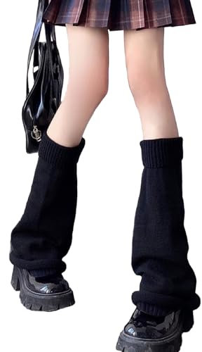 TogetherKings lange Beinstulpen, LoseGestrickte Socken Damen Winter-Thermo-Beinstulpen Punk-Kniestrümpfe, Warme Oberschenkel Hohe Socken