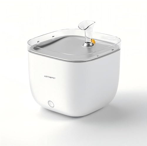 AstroPet Trinkbrunnen mit Kabelloser Wasserpumpe für Katzen und kleinere Hunde, Ultra-Leiser 2 l Katzenbrunnen, Edelstahl Trinkschale für einfache Reinigung