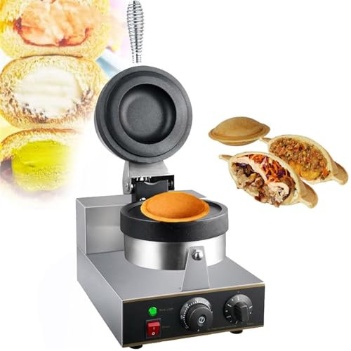 Cashwise Fabricante de Waffle Comercial Fabricante de gofres Redondos Inteligentes Acero Inoxidable giratoria GLIP Waffle Waffle Iron Iron Maker Profesional de Gafas comerciales para Uso en el hogar