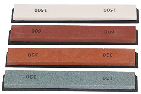 Pietra per Affilare Coltelli 4 Pezzi, Affilatoio in Corindone Bianco 150 x 23 x 6 mm, Lama Affilata con Acqua, Accessorio Cucina per Affilatura Professionale
