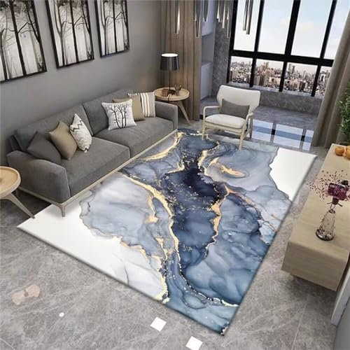 RUGMRZ Garten Teppich Teppiche Für Wohnzimmer Rutschfester grau-Blauer einfacher Wohnzimmerteppich Flächenzubehör modern verformungsfrei Fleckerlteppich 60X90CM
