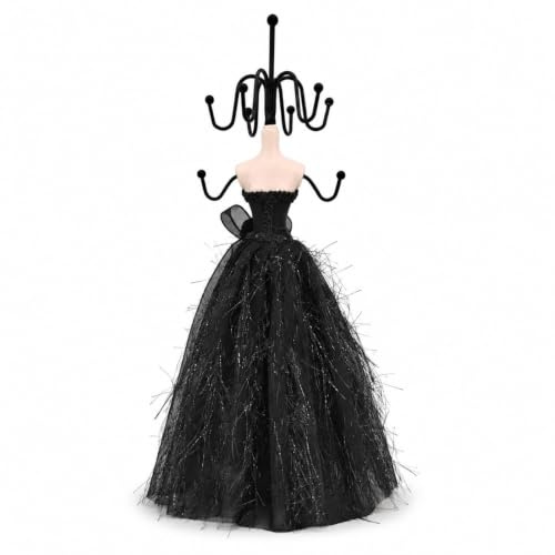 LOGOFUN Jewelry Displays Stand Elegant Lady Model Jewelry Organizer Mannequin Princess Model Skirt Rack for Hanging Earring Bracelet Rings Displaying and Storing - 10.6X3.1X2.7in