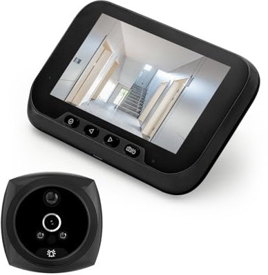 Matybobe Videocitofono, display LCD da 4,5 pollici, kit campanello con spioncino digitale da 2 MP 1080P, rilevamento del corpo umano a 135 gradi, visione notturna a colori, batteria integrata da 3800