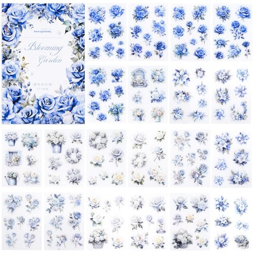 20 Naturliche Blumen Scrapbook Aufkleber, Transparente Aufkleber Set für Scrapbook, Reisekoffer, Laptop, Planer, Kalender, Koffer, Journal